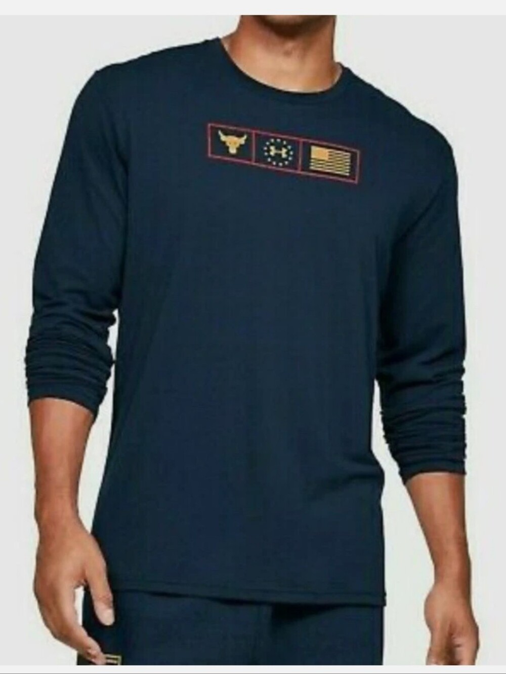 Under Armour The Rock Project Shirt Mens M Respect Black T Long Sleeve Heatgear